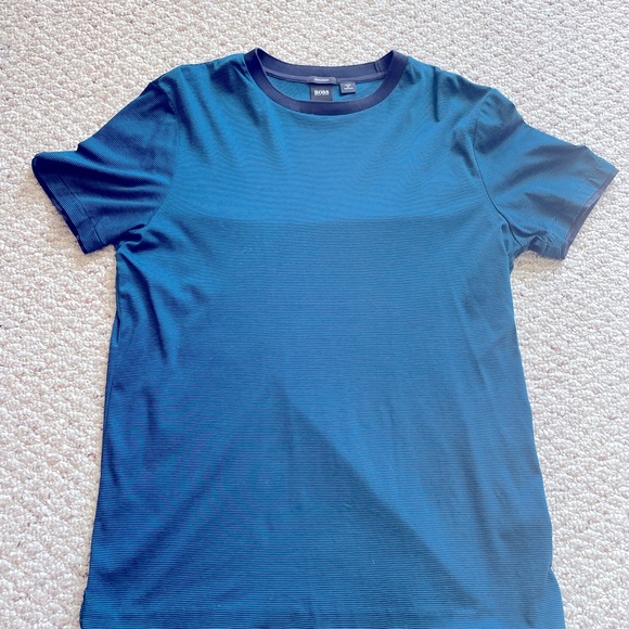 Hugo Boss T-Shirt, Like New, Navy and Cyan stripes - Picture 1 of 3